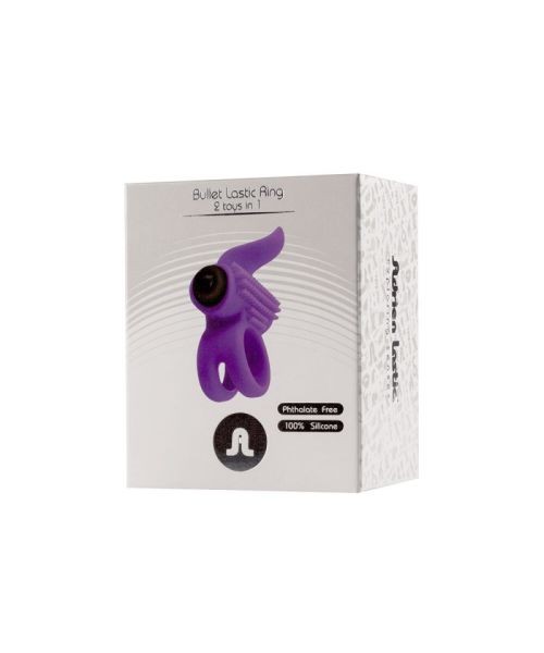 Ерекційне віброкільце Adrien Lastic Bullet Lastic Ring з язичком і щіточкою для стимуляції клітора
