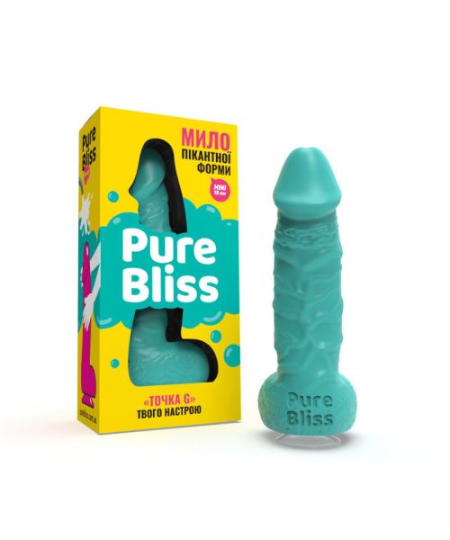 Мило у формі пеніса Pure Bliss MINI Turquoise, крафтове мило-член, натуральне