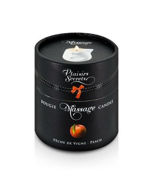 Масажна свічка Plaisirs Secrets Peach (80 мл) подарункова упаковка, керамічний посуд
