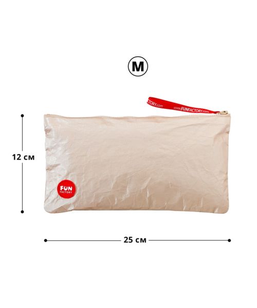 Сумка для секс-іграшок Fun Factory TOYBAG M, золотиста, на блискавці, 25x12 см