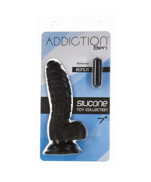 Фалоімітатор ADDICTION Ben 7" Dildo With Balls Black, віброкуля в подарунок