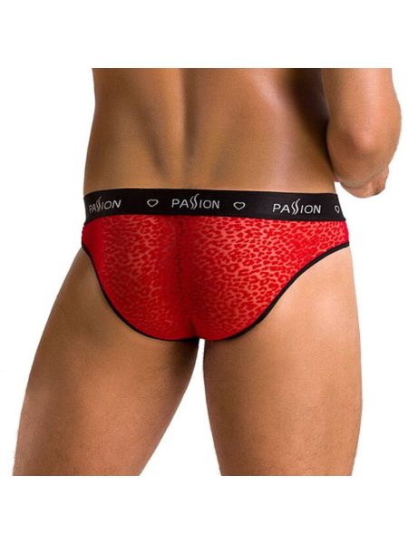Чоловічі напівпрозорі труси Passion 031 SLIP MIKE L/XL Red, під леопард