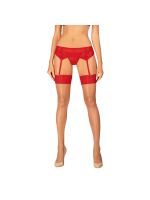Панчохи Obsessive Ingridia stockings XL/2XL, бежеві з червоною резинкою