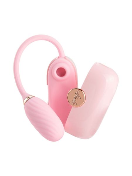 Вакуумний кліторальний стимулятор Otouch Louis Vibrate Pink з віброяйцем, у кейсі