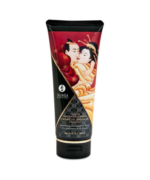 Їстівний масажний крем Shunga Kissable Massage Cream – Sparkling Strawberry Wine (200 мл)