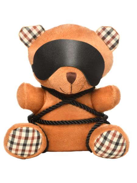 Плюшевий ведмедик ROPE Teddy Bear БДСМ у шкіряній масці та обв’язці, 22x16x12 см