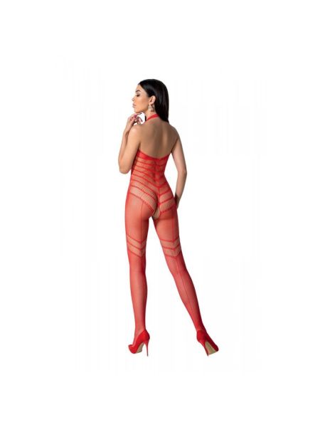 Бодістокінг з плетінням на животику Passion BS100 One Size, red, декоративний шов, з доступом