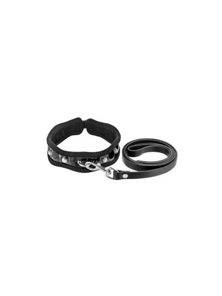 Повідець з натуральної шкіри Fetish Tentation Premium Patent leather chocker and leash