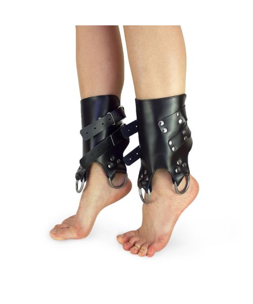 Поножі-манжети для підвісу за ноги Art of Sex – Leg Cuffs For Suspension, чорні, натуральна шкіра