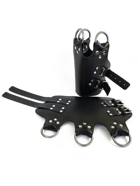 Поножі-манжети для підвісу за ноги Art of Sex – Leg Cuffs For Suspension, чорні, натуральна шкіра