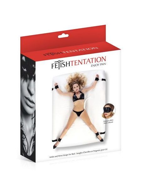 Фіксатор рук і ніг для ліжка Fetish Tentation Ankle and Wrist Straps for Bad з маскою на очі