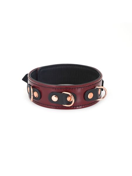 Шкіряний нашийник з повідцем Liebe Seele Wine Red Collar and Leash, 3 кільця для кріплення