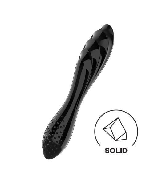 Двосторонній скляний дилдо Satisfyer Dazzling Crystal 1 Black, дуже міцний, без стопера