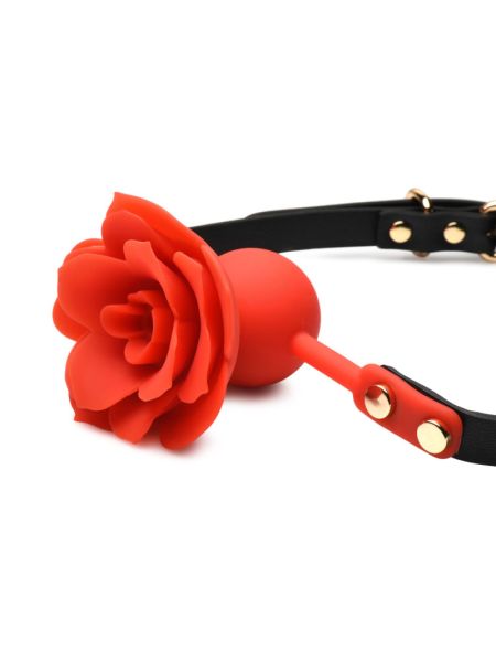 Силіконовий кляп з трояндою Master Series: Blossom Silicone Rose Gag – Red