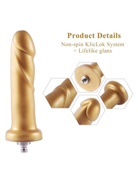Золотий фалоімітатор Hismith 6.8″ Golden Silicone Dildo, система KlicLok