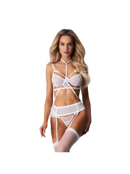 Комплект Obsessive Premisis White 3-pcs crotchless set L/XL