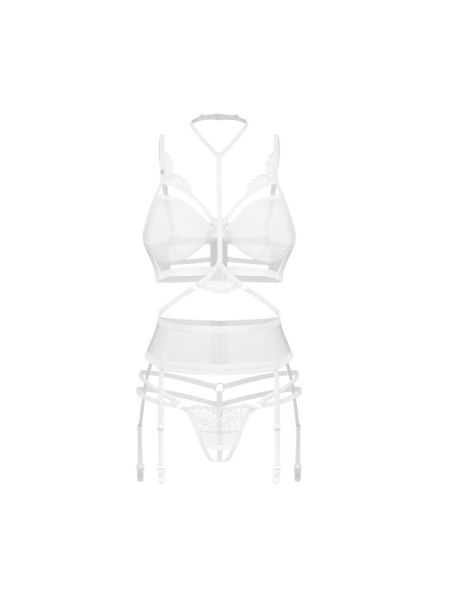 Комплект Obsessive Premisis White 3-pcs crotchless set L/XL