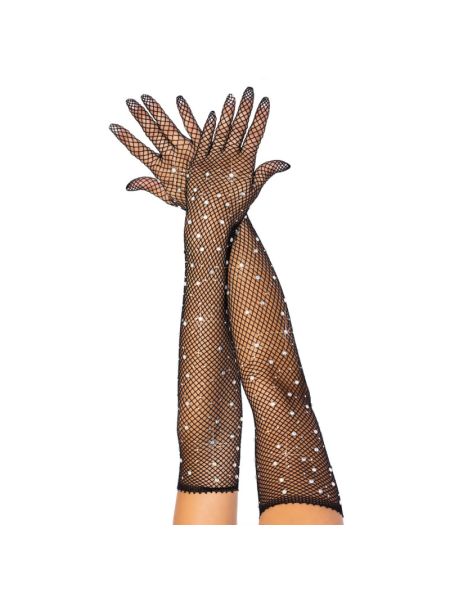 Довгі сітчасті рукавички Leg Avenue Rhinestone opera length gloves, з камінням, One Size