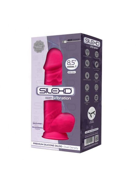 Фалоімітатор з вібрацією SilexD Norman Vibro Pink (MODEL 1 size 8,5in), двошаровий, діаметр 5 см