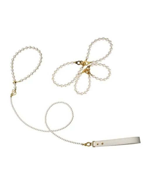 Перлинний набір для фіксації LOCKINK Pearl Bondage & Restraint Set, наручники, поножі, повідець