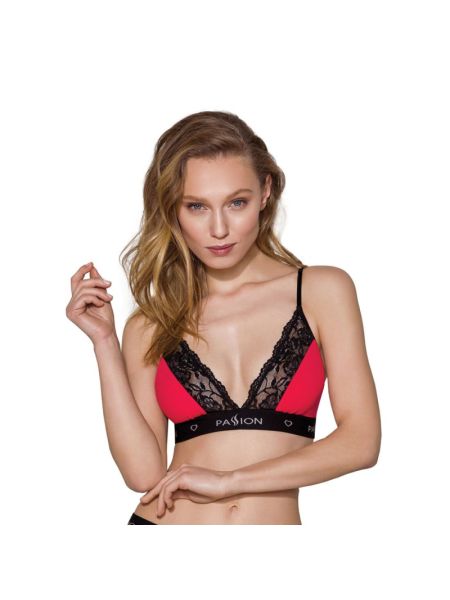Еластичний топ з мереживом Passion PS001 TOP M, red-black