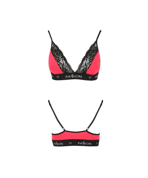 Еластичний топ з мереживом Passion PS001 TOP M, red-black