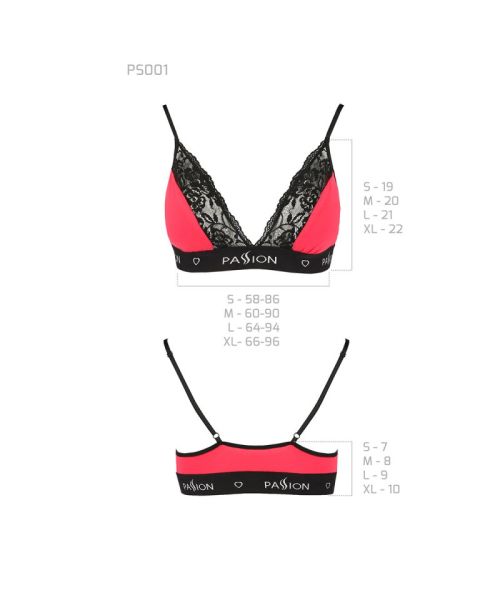 Еластичний топ з мереживом Passion PS001 TOP M, red-black