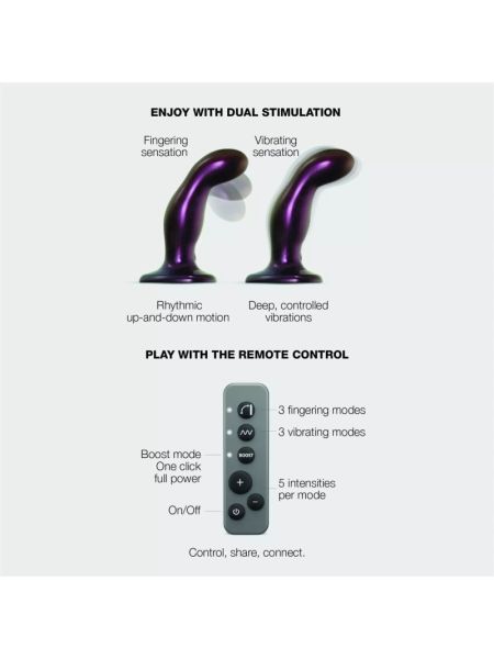 Дилдо з вібрацією Strap-On-Me FINGERING & VIBRATING DILDO - M - PURPLE, з манливим рухом