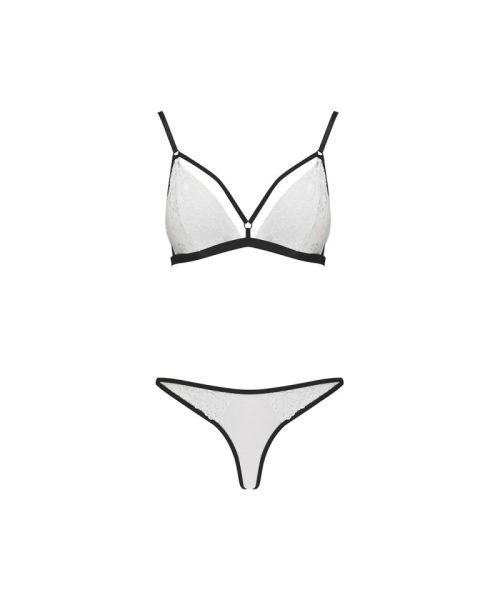 Комплект білизни Passion ORIHIME SET XXL/XXXL, white, стрепи, ліф і трусики