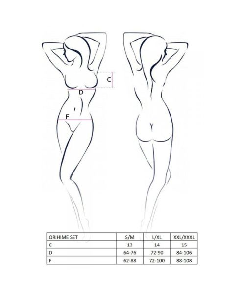 Комплект білизни Passion ORIHIME SET XXL/XXXL, white, стрепи, ліф і трусики