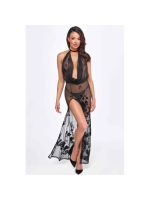 Сукня Noir Handmade F312 Divinity, M, black, прозора, до підлоги, відкрита спина, розріз збоку