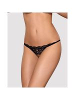 Мереживні танги з двома отворами Obsessive 831-THC-1 crotchless thong S/M, чорні, бантики