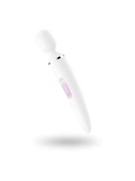 Вібромасажер Satisfyer Wand-er Woman (White/Chrome), водонепроникний, потужний, розмір XXL