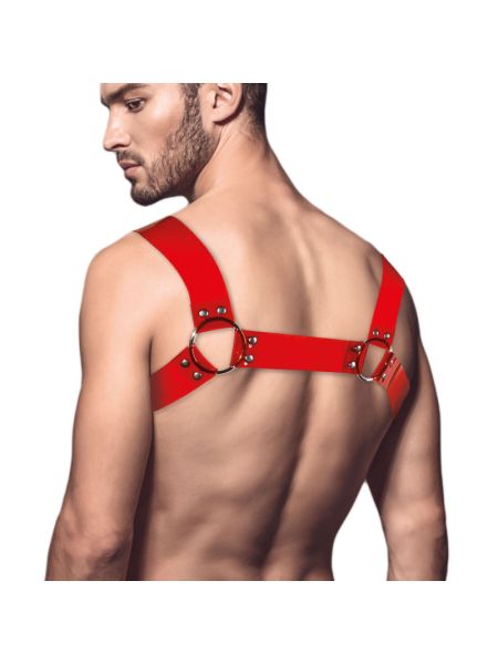 Чоловіча портупея на груди Feral Feelings - Bulldog Harness Red Trasparent