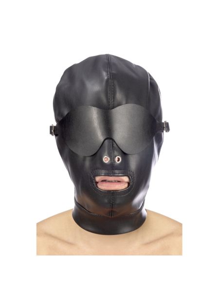 Капюшон для БДСМ зі знімною маскою Fetish Tentation BDSM hood in leatherette with removable mask