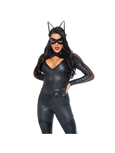 Еротичний костюм супергероя-кішечки Leg Avenue Wicked Kitty L, комбінезон, пояс, маска, вушка