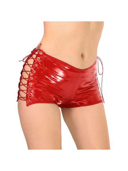 Лаковані шортики на шнурівці Art of Sex - Kylie, червоні, розмір XS-M