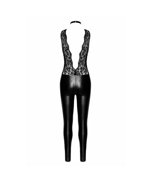 Комбінезон Noir Handmade F298 Libido, 3XL, під латекс, мереживний верх, чокер, знімне намисто, доступ