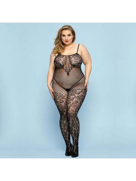 Відвертий бодістокінг JSY «Фатальна Скарлет» Plus Size, Black, імітація боді, мереживо, доступ