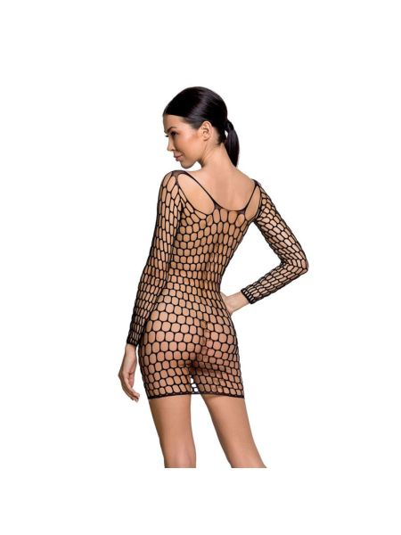Бодістокінг-сукня з глибоким коміром Passion BS093 black, довгі рукави