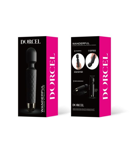 Мінівібромасажер Dorcel Wand Wanderful Black потужний, водонепроникний, 18 режимів роботи