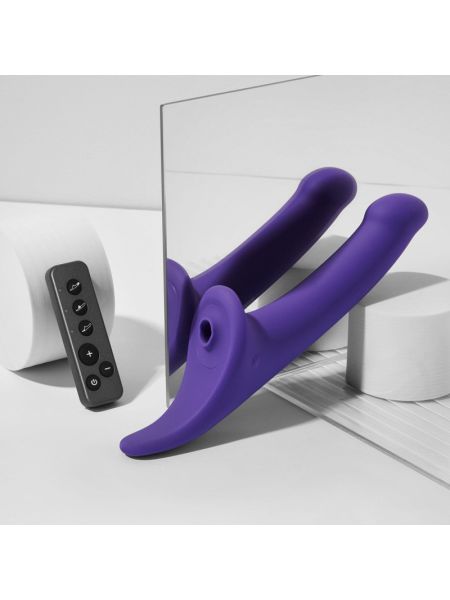 Вібронасадка для страпону з вакуумною стимуляцією Strap-On-Me Multi Orgasm Dildo S Purple