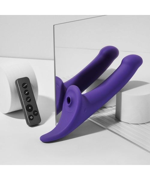 Вібронасадка для страпону з вакуумною стимуляцією Strap-On-Me Multi Orgasm Dildo S Purple