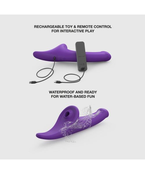 Вібронасадка для страпону з вакуумною стимуляцією Strap-On-Me Multi Orgasm Dildo S Purple