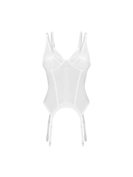 Корсет Obsessive Arrowel White corset S/M, з підв’язками для панчіх