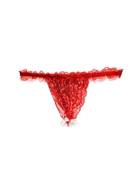 Набір Intt BRAZILIAN PANTY RED: трусики на резинці S-XL з перлинним кільцем + полунична змазка