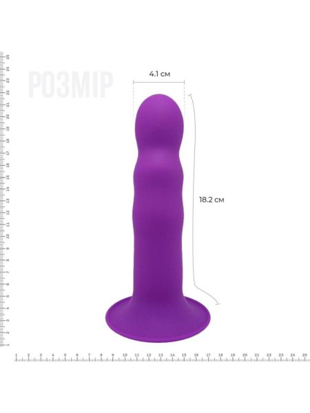 Дилдо з присоскою Adrien Lastic Hitsens 3 Purple, відмінно для страпона, діам. 4,1см, довжина 18,2см