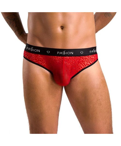 Чоловічі напівпрозорі труси Passion 031 SLIP MIKE S/M Red, під леопард