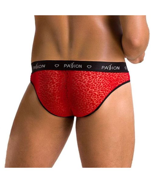 Чоловічі напівпрозорі труси Passion 031 SLIP MIKE S/M Red, під леопард