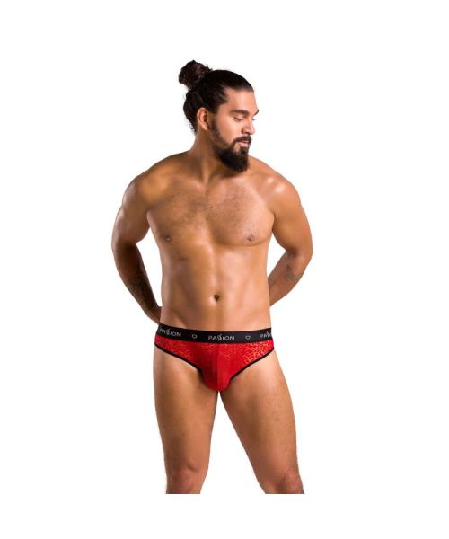 Чоловічі напівпрозорі труси Passion 031 SLIP MIKE S/M Red, під леопард